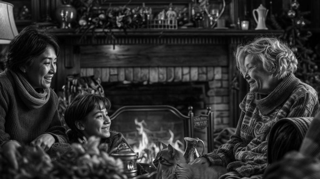 monochrome-portrait-parent-child-showing-affection-sharing-time-together